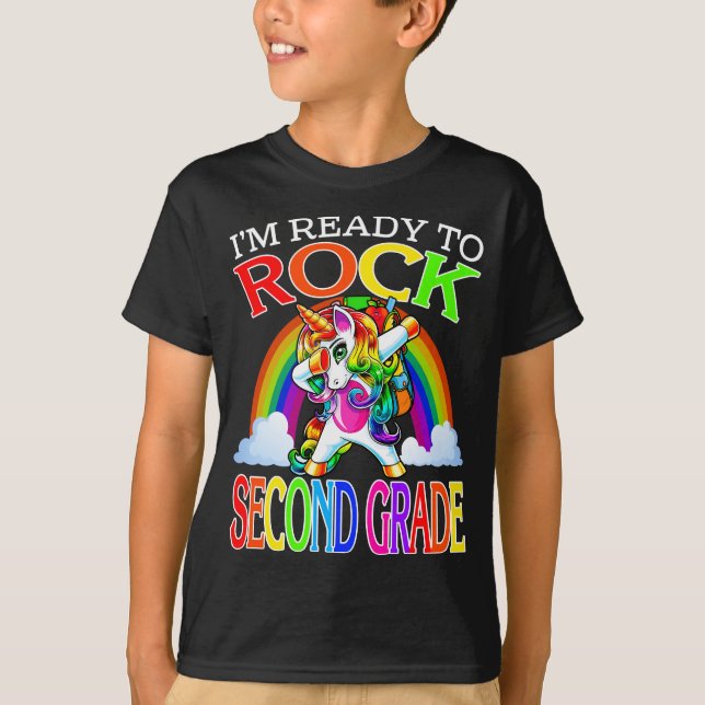I'm Ready To Rock Second Grade Unicorn Rainbow  T-Shirt (Front)