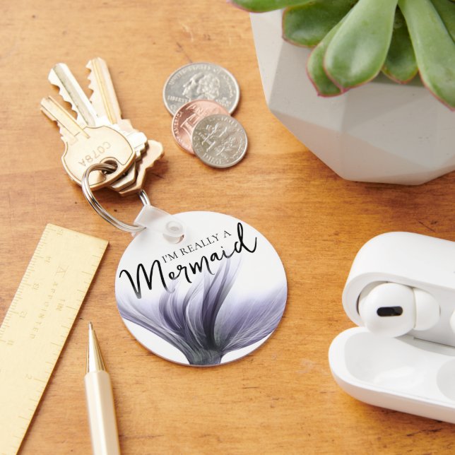Im Really a Mermaid | Purple Mermaid Tail Quote Keychain (Desk)