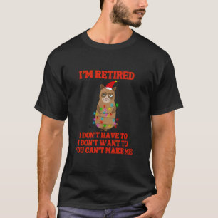 I'm Retired Christmas Lights Cat Retirement T-Shirt
