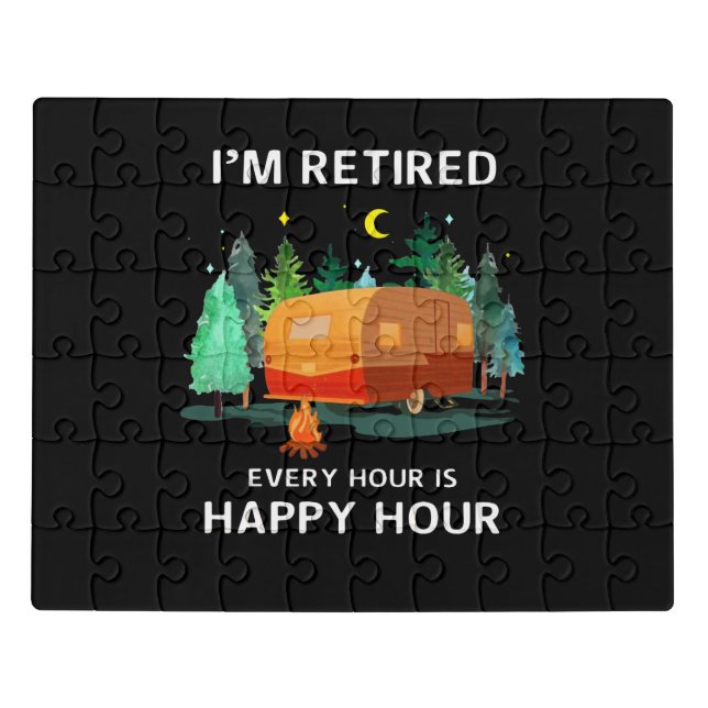 I'm Retired Every Hour In Happy Hour Custom Gift Jigsaw Puzzle (Puzzle Horizontal)