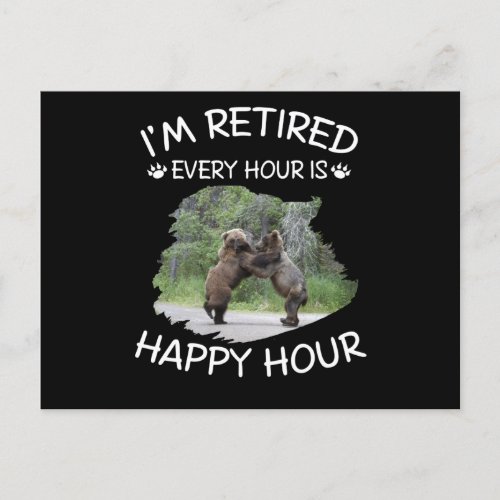 Im retired every hour is happy hour invitation postcard