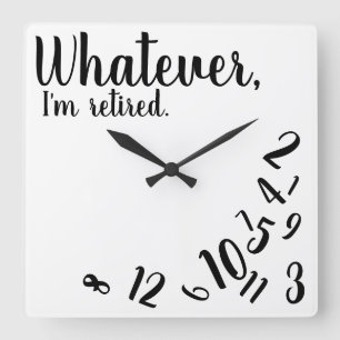 I'm Retired Funny Retirement Simple White Large Cl Square Wall Clock
