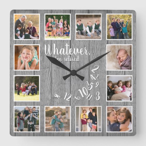 I'm Retired Photo Collage Rustic Wood Retirement