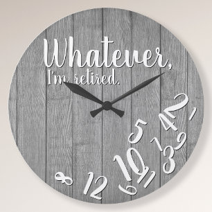 I'm Retired Rustic Wood Funny Retirement Large Clock