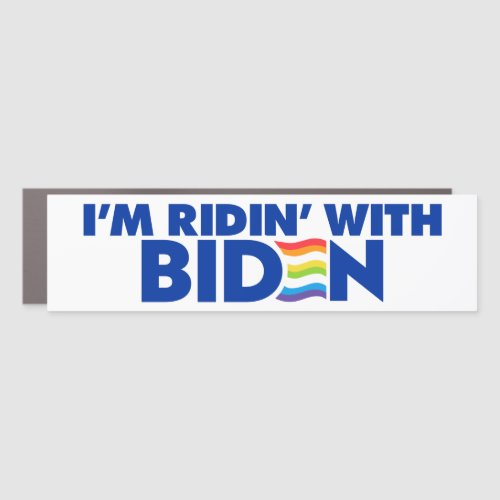 Im Ridin With Biden 2024 LGBTQ Bumper Car Magnet