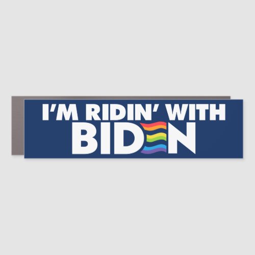 Im Ridin With Biden 2024 LGBTQ Bumper Car Magnet