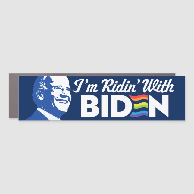 I'm Ridin' With Biden 2024 LGBTQ Bumper Car Magnet (Front)