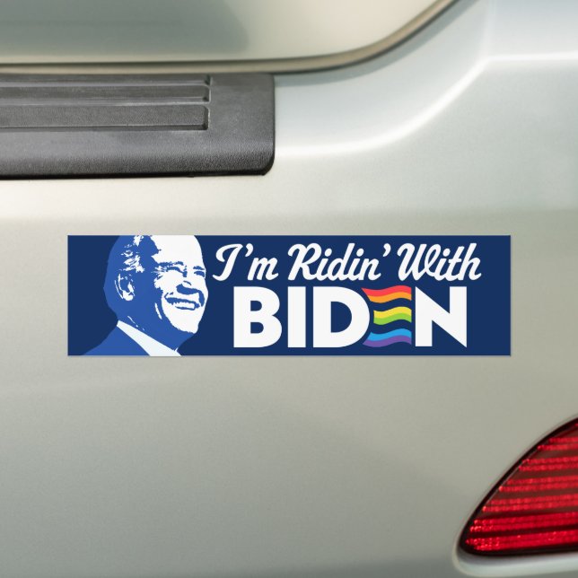 I'm Ridin' With Biden 2024 LGBTQ Bumper Sticker (On Car)