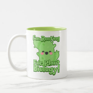 I'm Rooting For Plant Biology! Cute Cactus Pun Two-Tone Coffee Mug