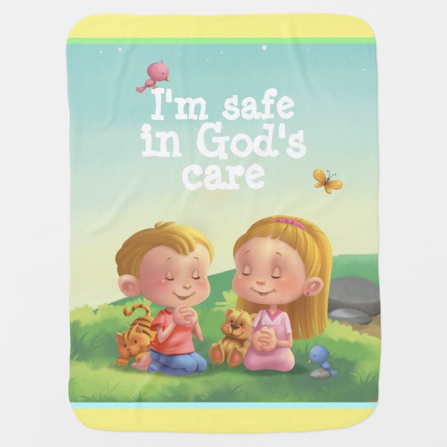 I'm safe in God's care kids or baby throw blanket (Front)