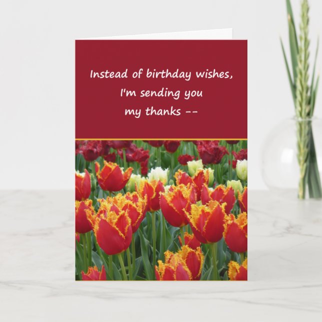 I'm sending my thanks...Birthday Thank You Card (Front)