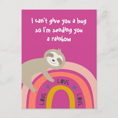 Im Sending You A Rainbow Miss You Sloth Postcard