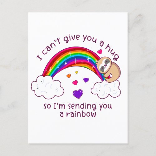 Im Sending You A Sloth Hug Rainbow Postcard