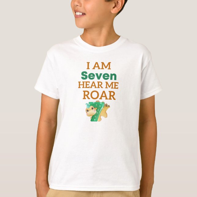 I'm Seven Hear Me Roar Birthday kids T-Rex  T-Shirt (Front)