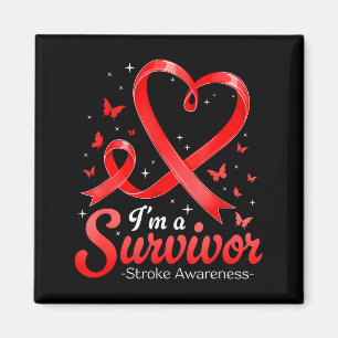 I'm Shirt Survivor Stroke Awareness Red Butterfly Magnet