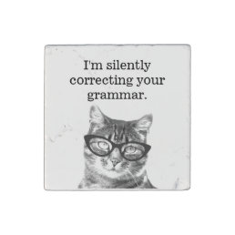 I&#39;m silently correcting your grammar cat teacher stone magnet