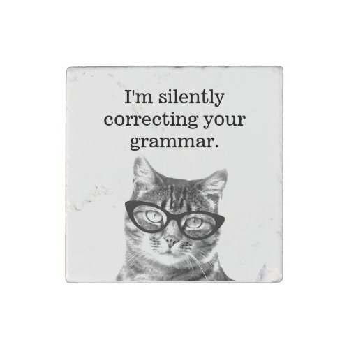 Im silently correcting your grammar cat teacher stone magnet