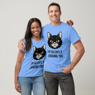 I'm Silently Judging You Funny Black Cat Sarcastic T-Shirt