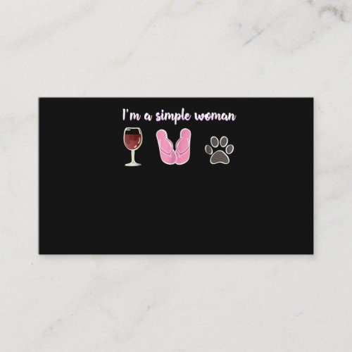 Im Simple Woman Wine Flip_Flop Dog Puppy Business Card