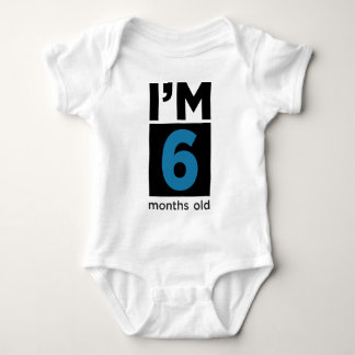 I'm Six Months Old Blue Baby Bodysuit