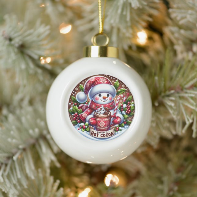 I'm Snow Cute" - Cheerful Snowman Christmas  Ceramic Ball Christmas Ornament (Tree)