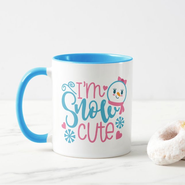 I'm snow cute word art Christmas mug (With Donut)