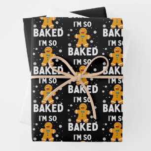 I'm So Baked Gingerbread Man Christmas Cookie Bake Wrapping Paper Sheets