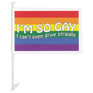 I'm So Gay I Can't Even Drive Straight Car Flag