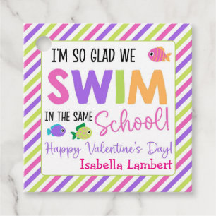 I'm so Glad we Swim in the Same School Valentines Favor Tags