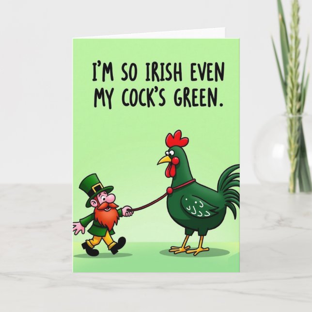 Im So Irish Green Rooster Card (Front)