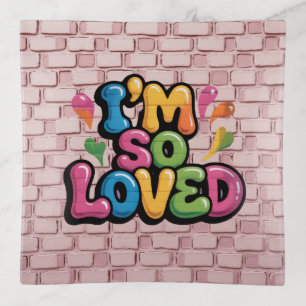 I'm So Loved Graffiti Tag in Light Pink Brick Trinket Tray