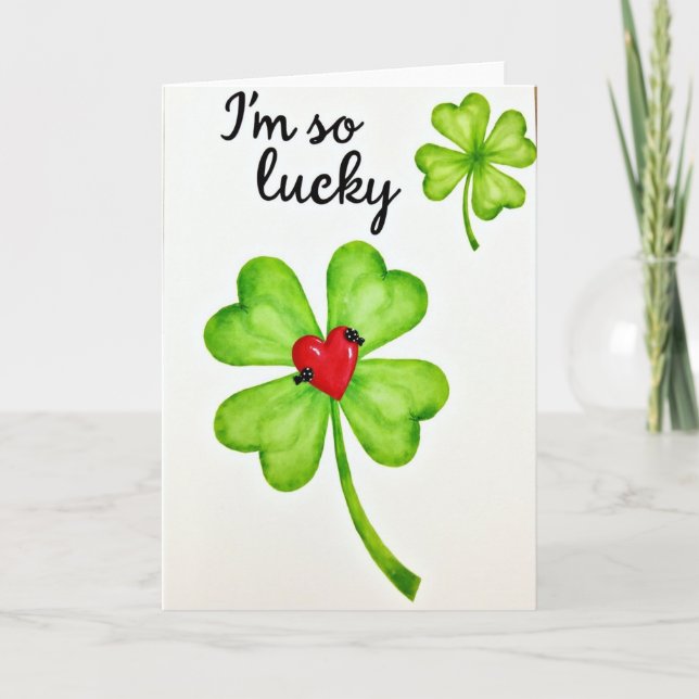 Im So Lucky Clover Heart Card (Front)