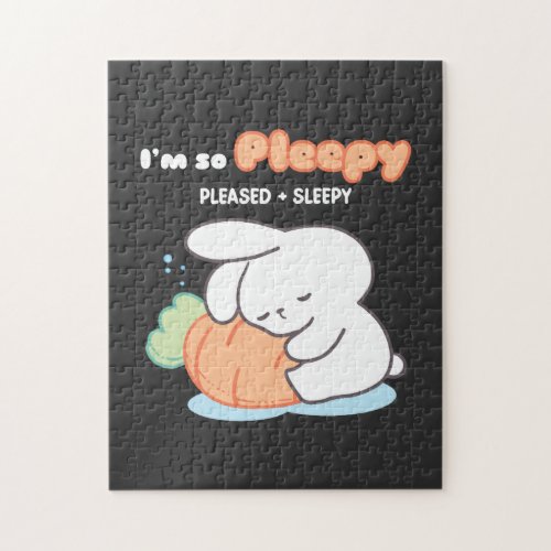 Im so Pleepy Bunny Hugging Carrot Pillow Jigsaw Puzzle
