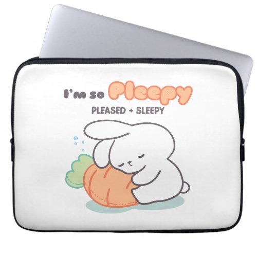 Im so Pleepy Bunny Hugging Carrot Pillow Laptop Sleeve
