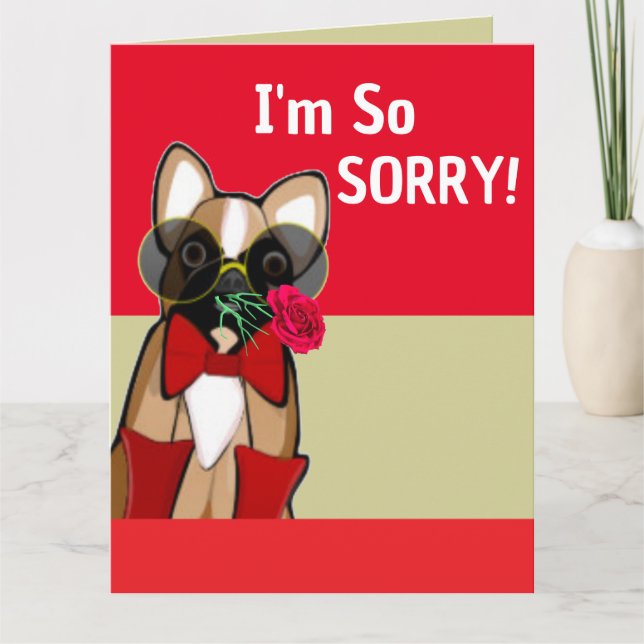 I'm So Sorry Cute Bulldog Belated Birthday Card (Front)