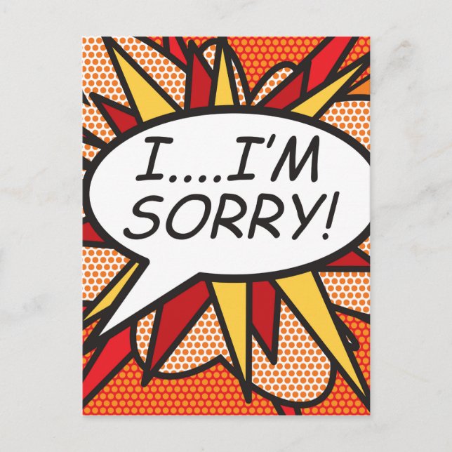 I'M SORRY Fun Retro Comic Book Pop Art Postcard (Front)