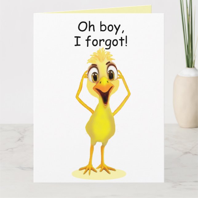I'm Sorry Little Chicken Belated Birthday White Card (Front)