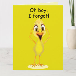 I'm Sorry Little Chicken Belated Birthday Yellow Card