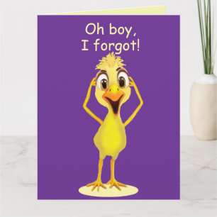 I'm Sorry Little Chicken Belated Purple Birthday Card