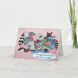 I'm Sorry, Mind in a Tangle in Pink Blue Apology Card