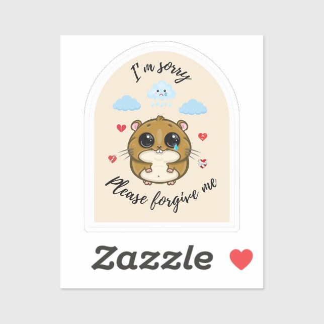I'm Sorry Please Forgive Me - Sad Hamster Sticker (Sheet)