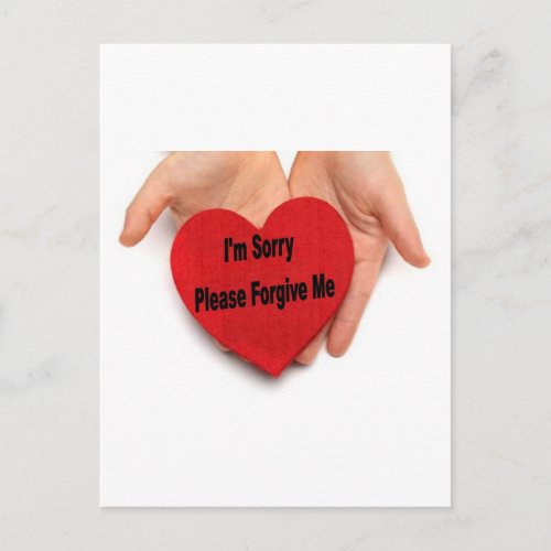 Im Sorry Please Forgive Me Valentine Hands Holiday Postcard