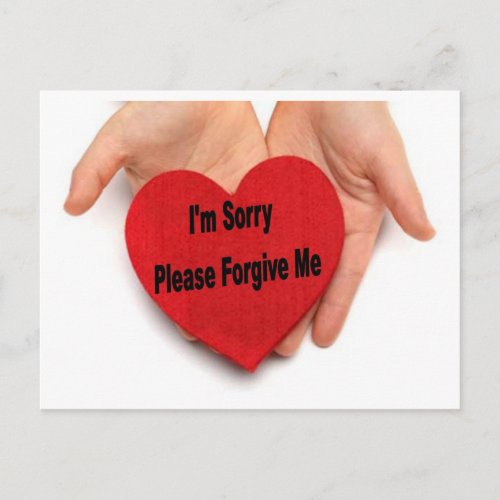 Im Sorry Please Forgive Me Valentine Hands Holiday Postcard