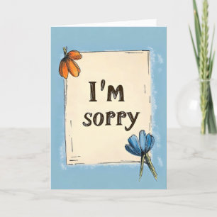 I'm Sorry Simple Flower Blue Holiday Card