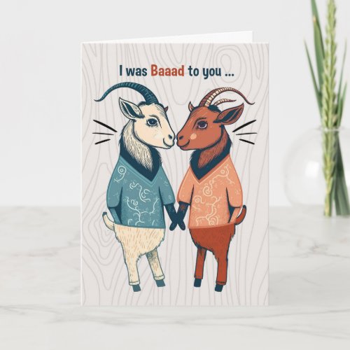 Im Sorry Two Male Goats Cute Apology LGBTQ Card