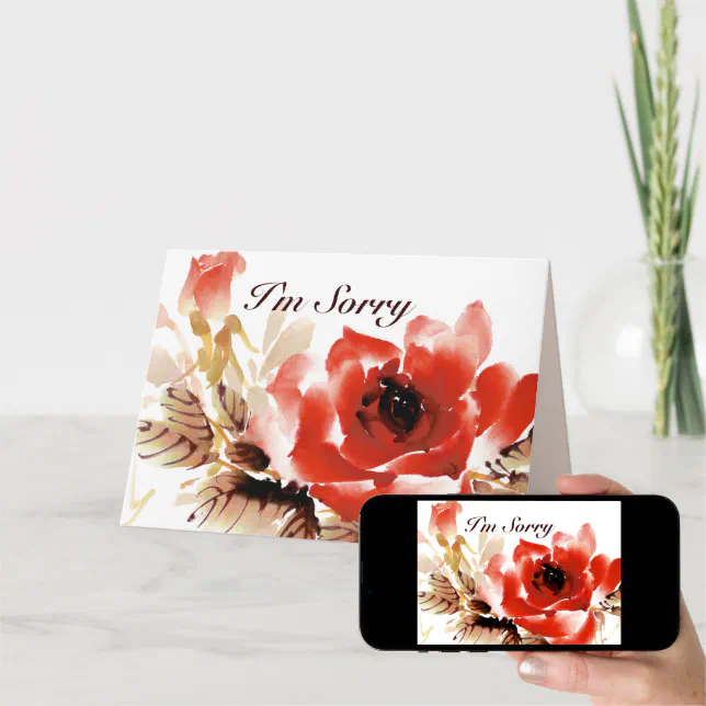 I'm Sorry Watercolor Rose Greeting Card Zazzle