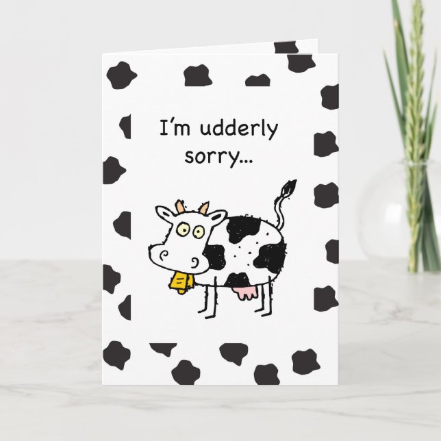 I'm Sorry With Cow and Spots Card (Front)