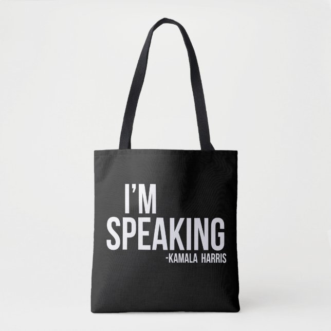 I'm Speaking - Kamal Harris - Black Tote Bag (Front)