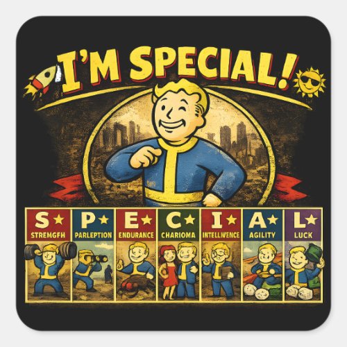 I'm Special | Fallout Inspired Stats Mousepad Square Sticker