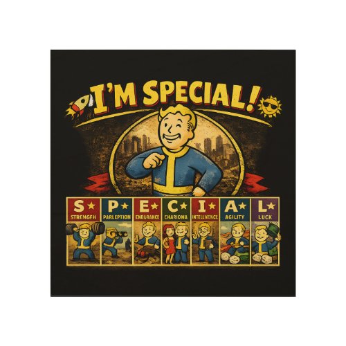 I'm Special | Fallout Inspired Stats Mousepad Wood Wall Art